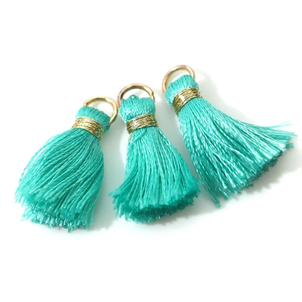 кисточка, нейлон/латунь, цвет тиффани, 23-27x5 мм