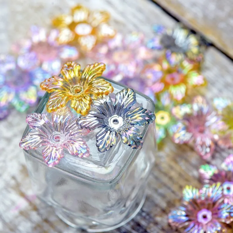 бусина, акрил "лилейник", цветовой микс радужный, 28x25x5 мм