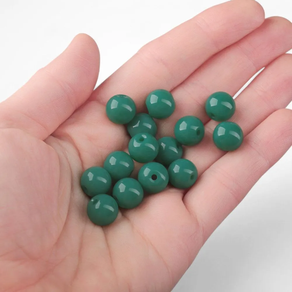 бусина, стекло 10, цвет св. малахитовый, 10 мм