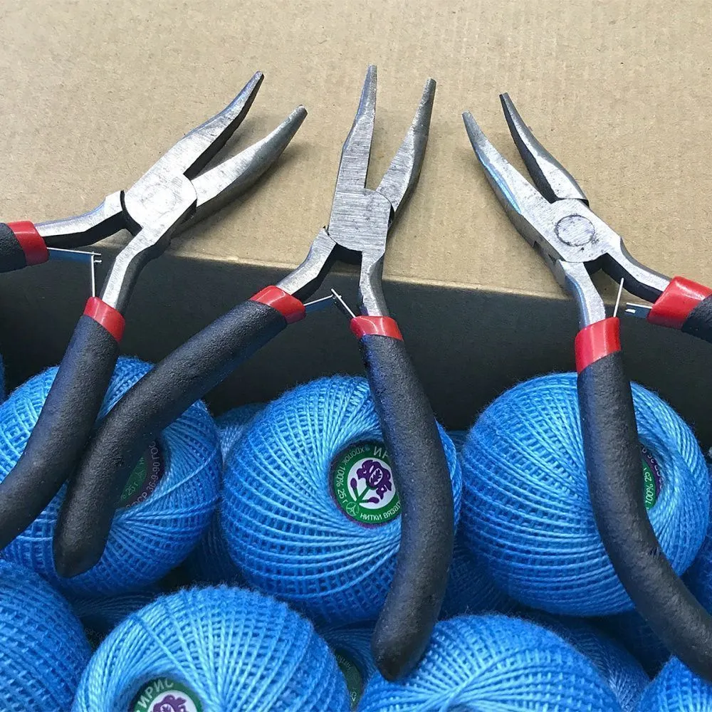 инструмент, тонкогубцы-утконосы (без насечки), черные ручки, 125 мм