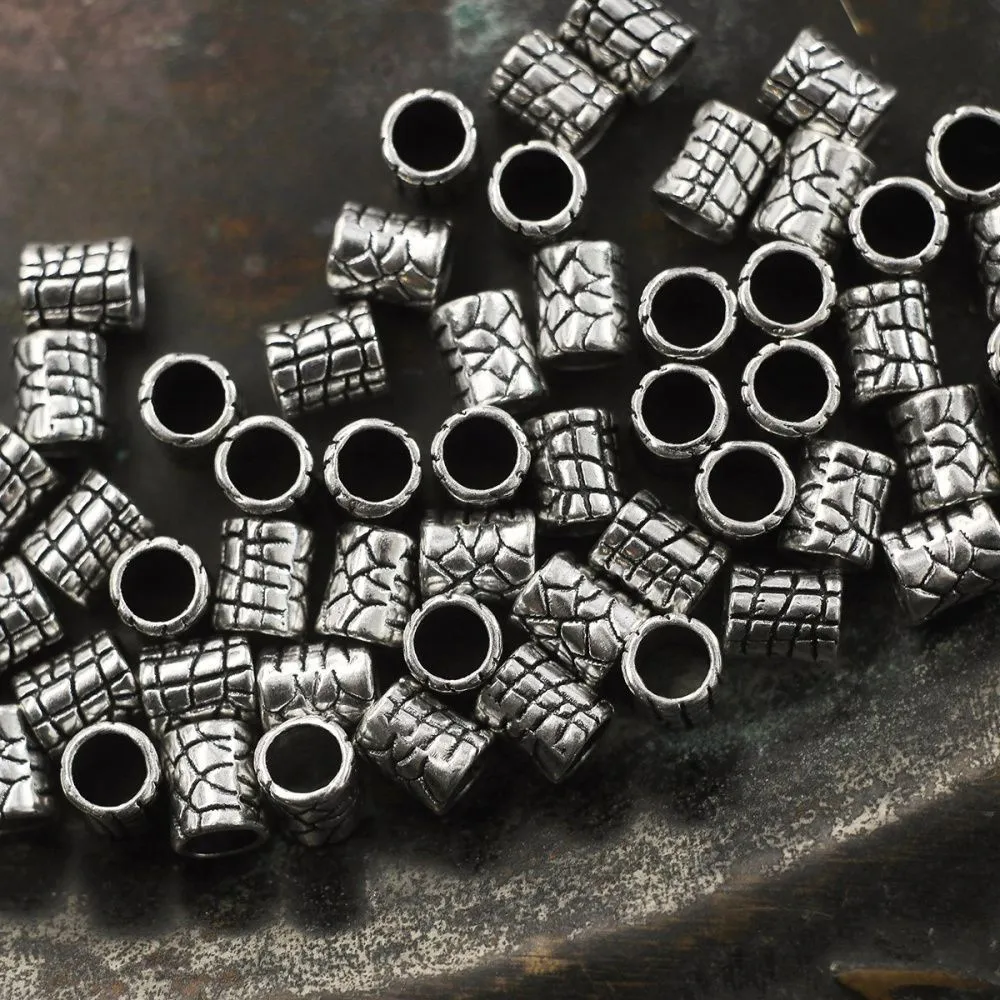 ес бусина металл "твил", цвет античное серебро, 7x6 мм