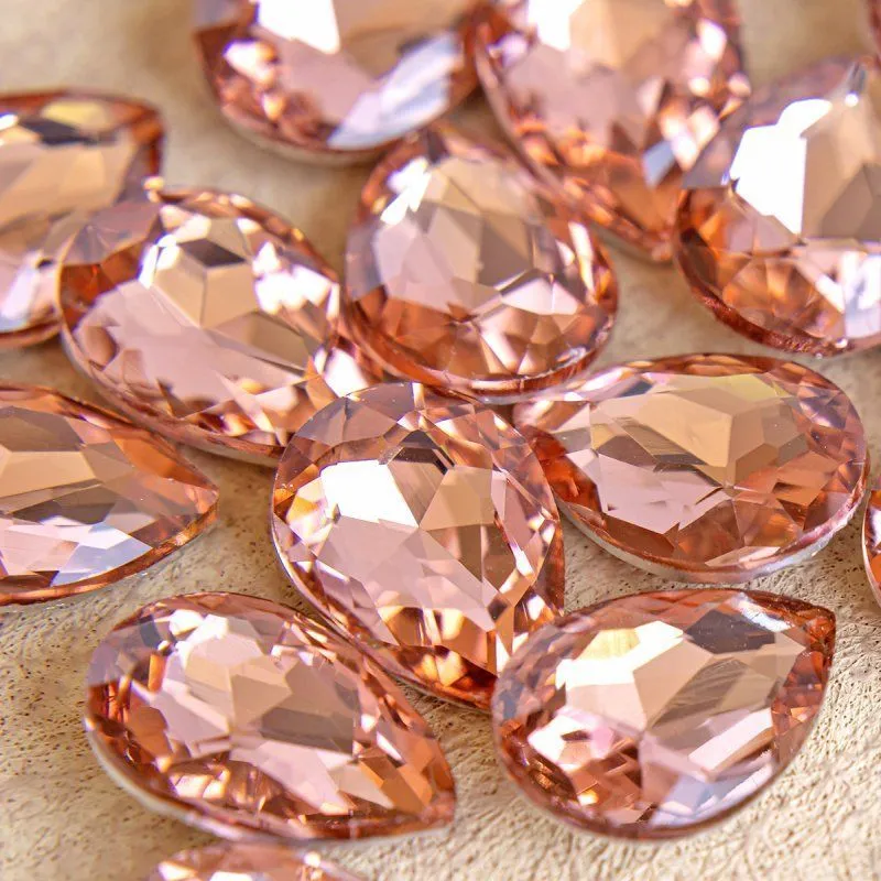 кабошон стекло кристалл, каплевидный, цвет champagne, 18х13 мм