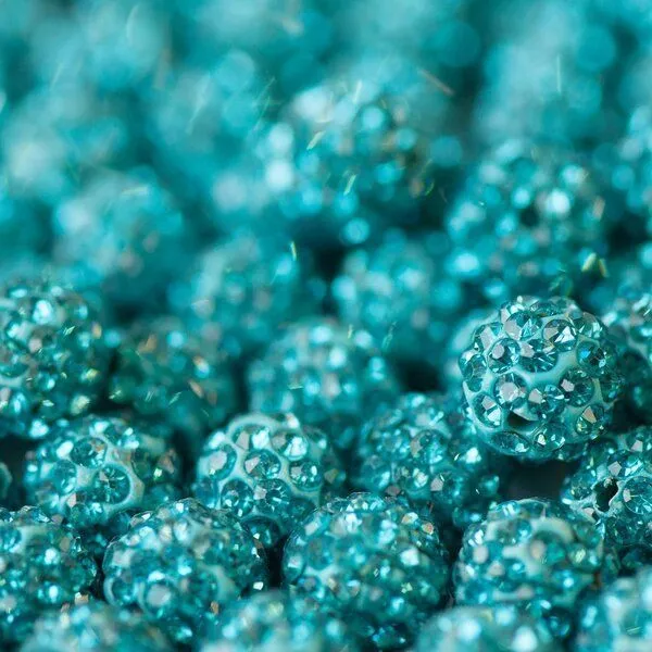 бусина "шамбала" 10, цвет аквамарин, 10 мм