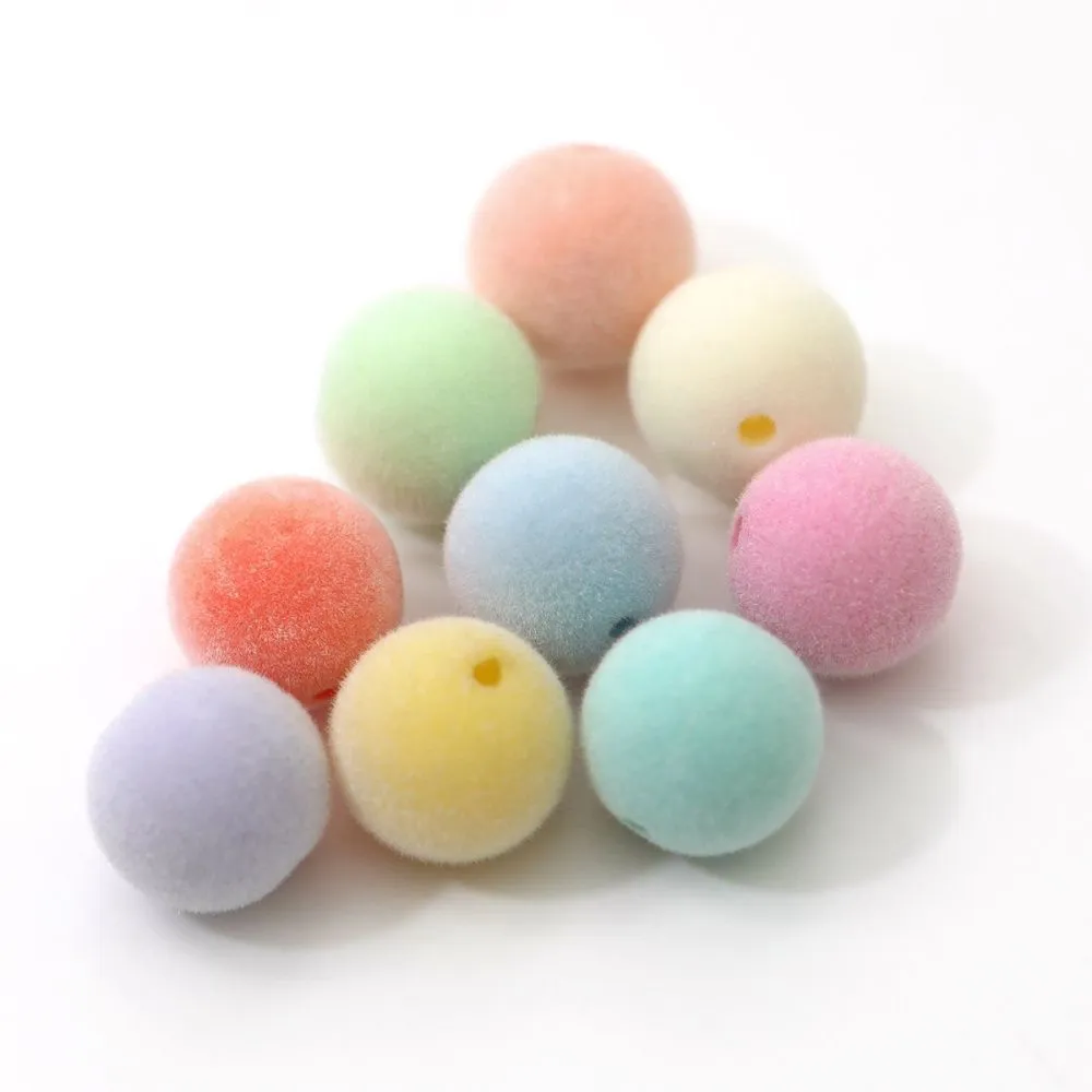 бусина, акрил "пастель-флок", цветовой микс, 14х13.5 мм