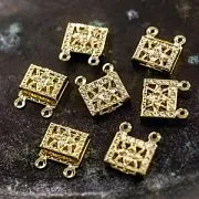 Замок для украшений "Фрейм", сталь с позолотой, цвет золото, 15x10x3 мм