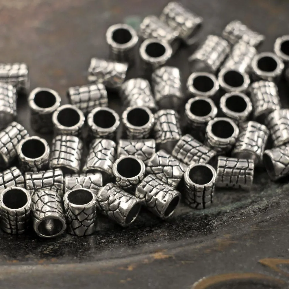 ес бусина металл "твил", цвет античное серебро, 7x6 мм