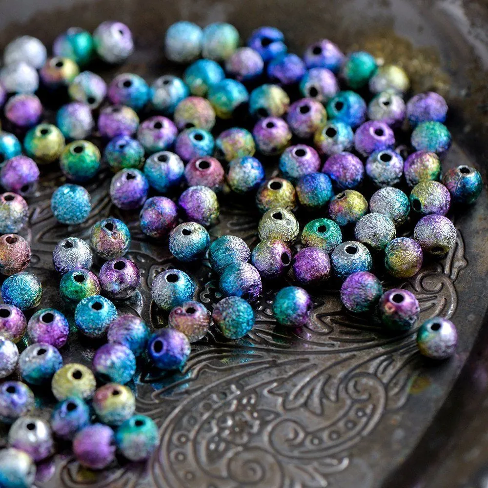 бусина, акрил "бензин", цветовой микс бензиновый, 6 мм