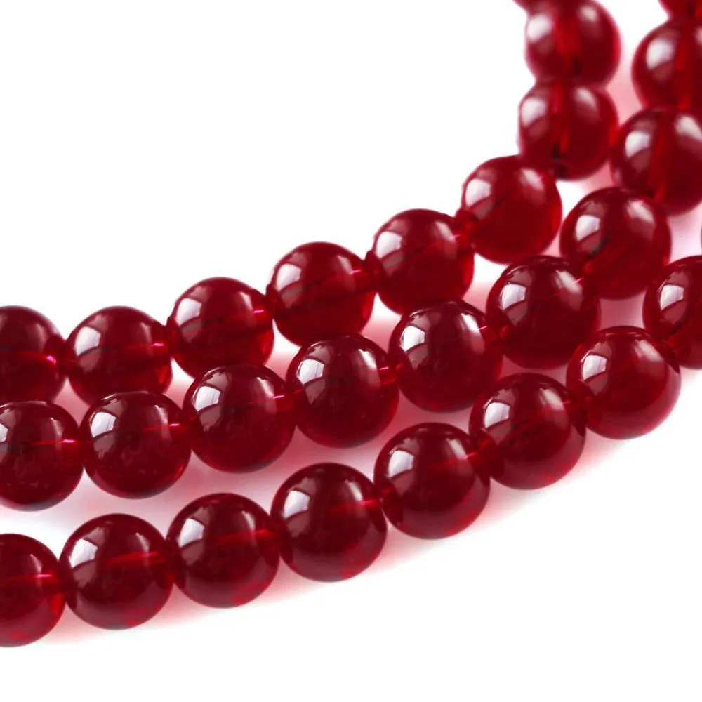 бусина, стекло 10, цвет красный, 10 мм