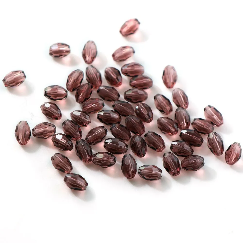 бусина, стекло овальная, граненая, цвет пурпурный баклажан, 6х4 мм