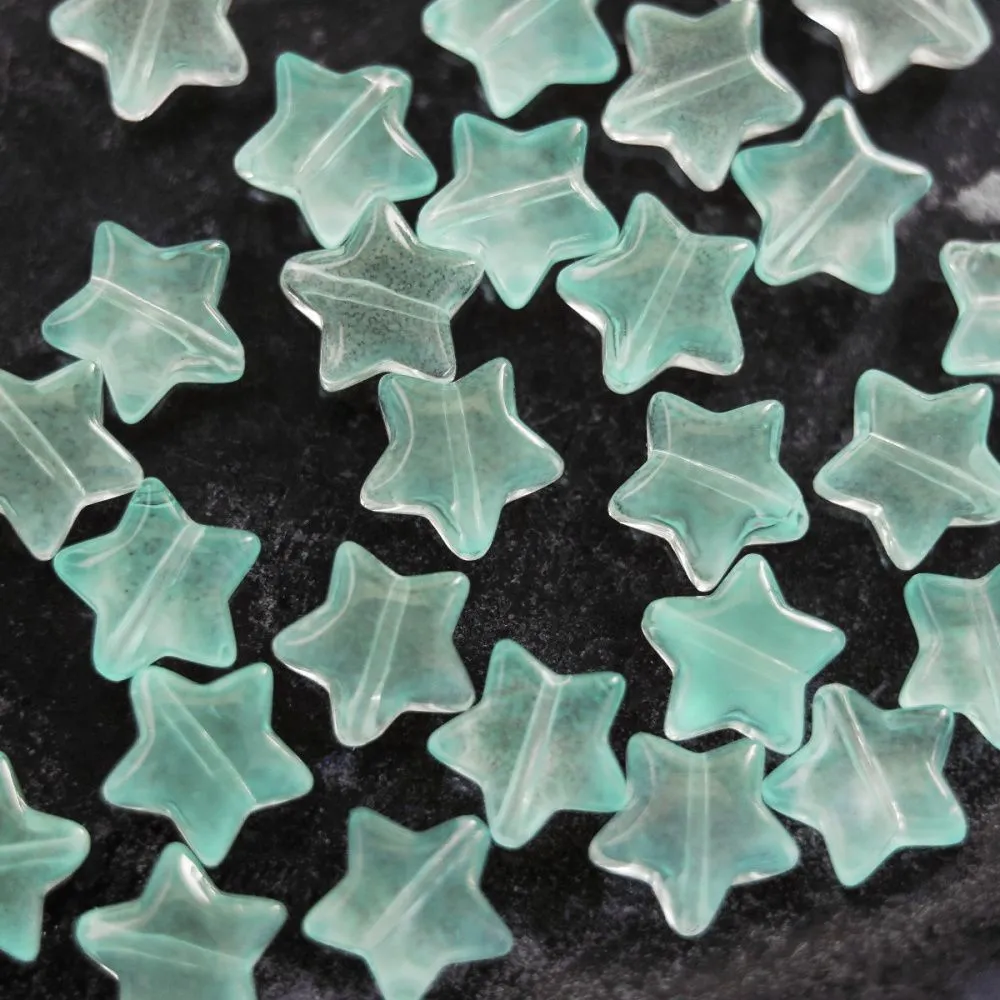 бусина "звездочка", стекло, цвет светло-бирюзовый, 10x10x4 мм