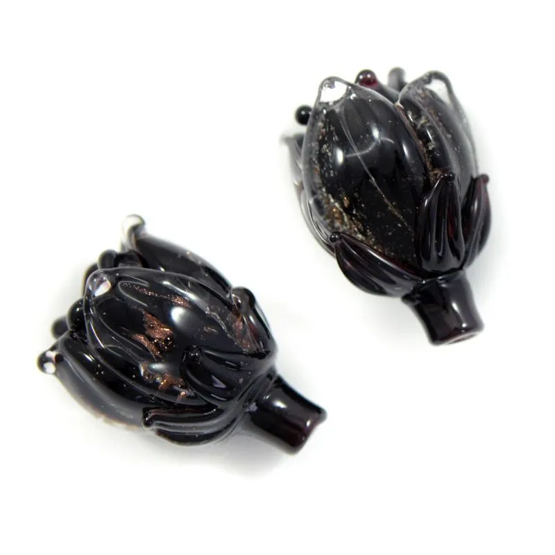 бусина, мурано "колокольчик", фигурная, черный, 17х14 мм