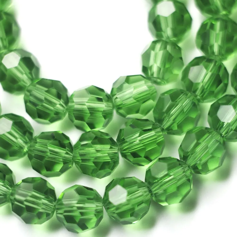 бусина, стекло 8, граненая, цвет лайм, 8 мм