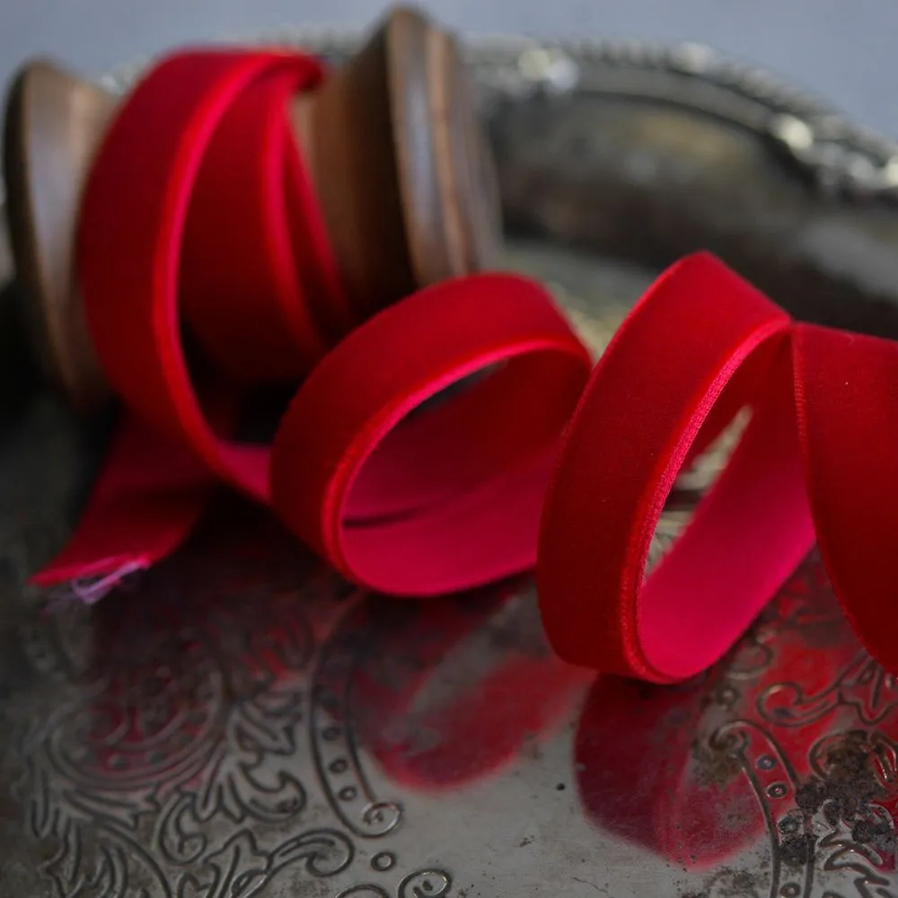 лента, бархат, цвет красный, ширина 12.7 мм ленты