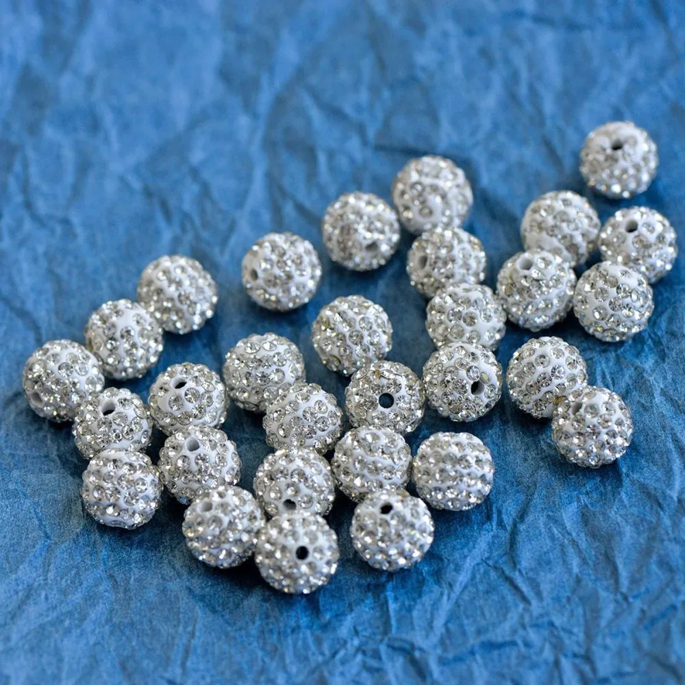 бусина "шамбала" 10, цвет белый, 10 мм