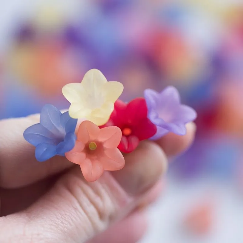 бусина, акрил "колокольчик", матовая, цветовой микс, 16х12 мм