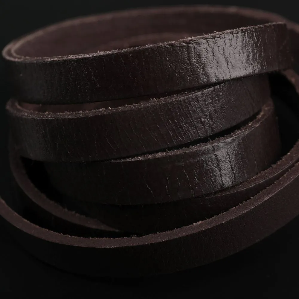 шнур кожаный, плоский, цвет коричневый, 10х2.5 мм