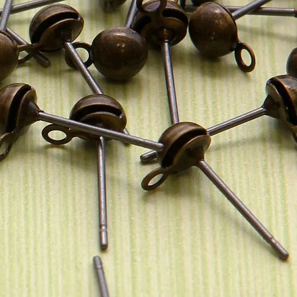 пуссеты "шарик", цвет античная бронза, 13х4.3 мм