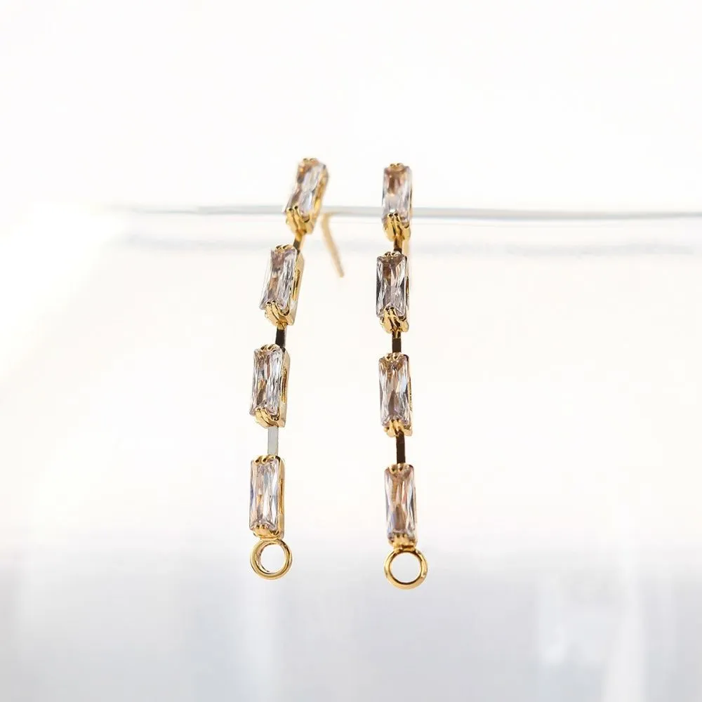 пуссеты "гэлакси", с цирконием, позолоченные, 32.5x2 мм 