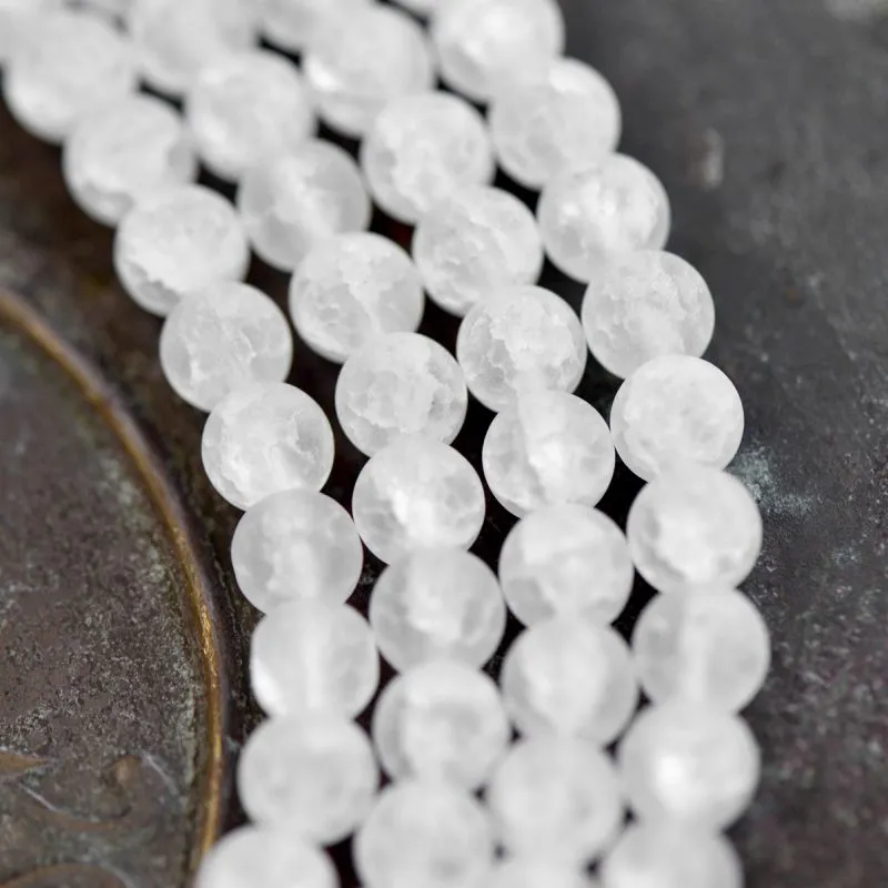 бусина, стекло "кракле", цвет прозрачный матовый, 8 мм