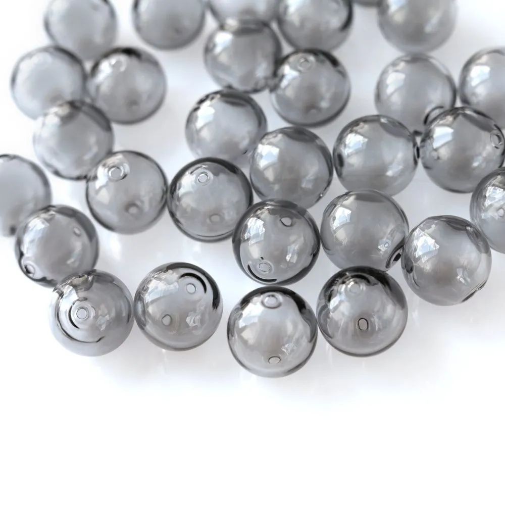 бусина, лэмпворк "шар", серый, 14 мм