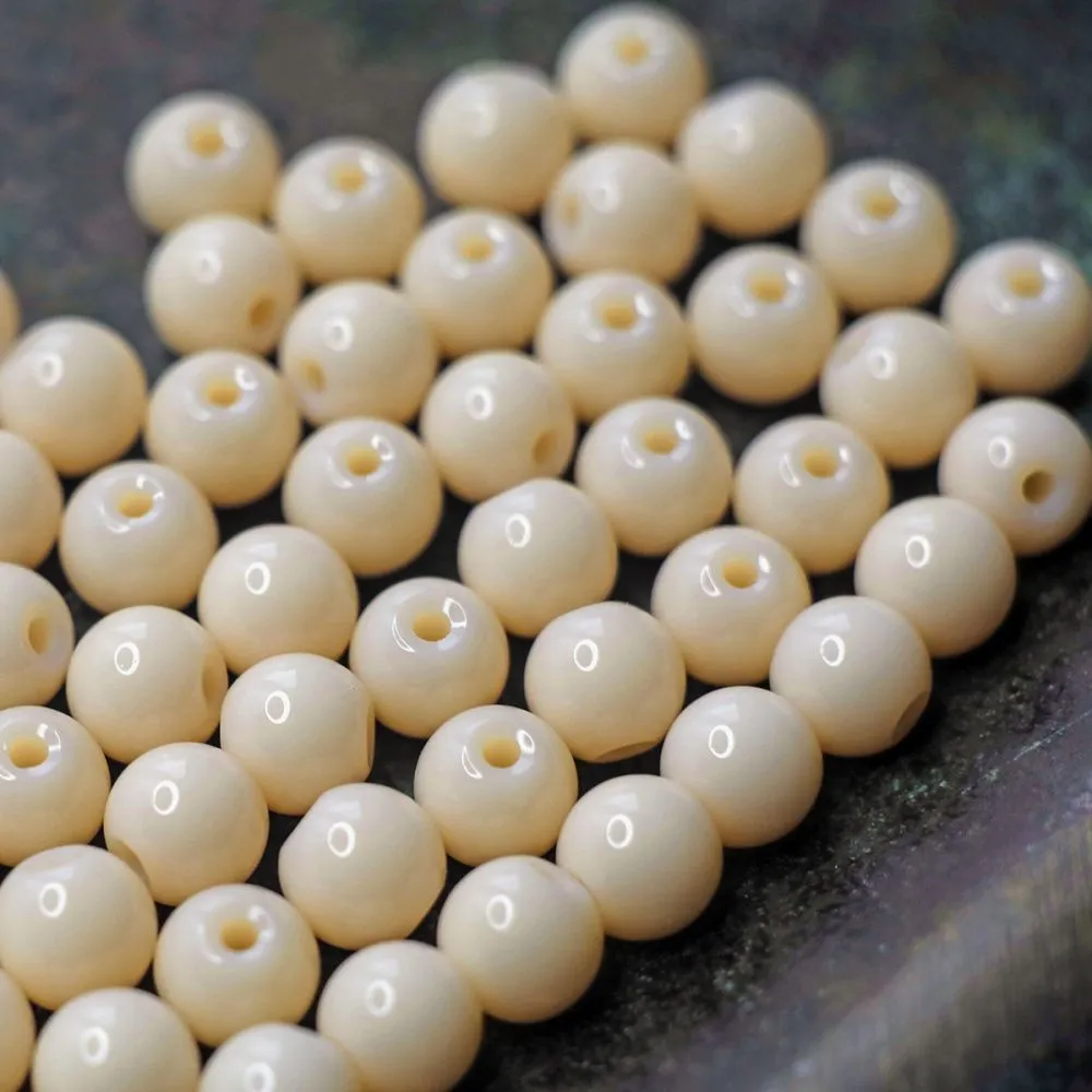 бусина, стекло 6, цвет персиковый, 6 мм