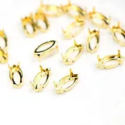 Цапы для стразов Navette, открытые, золото, 12х6 мм