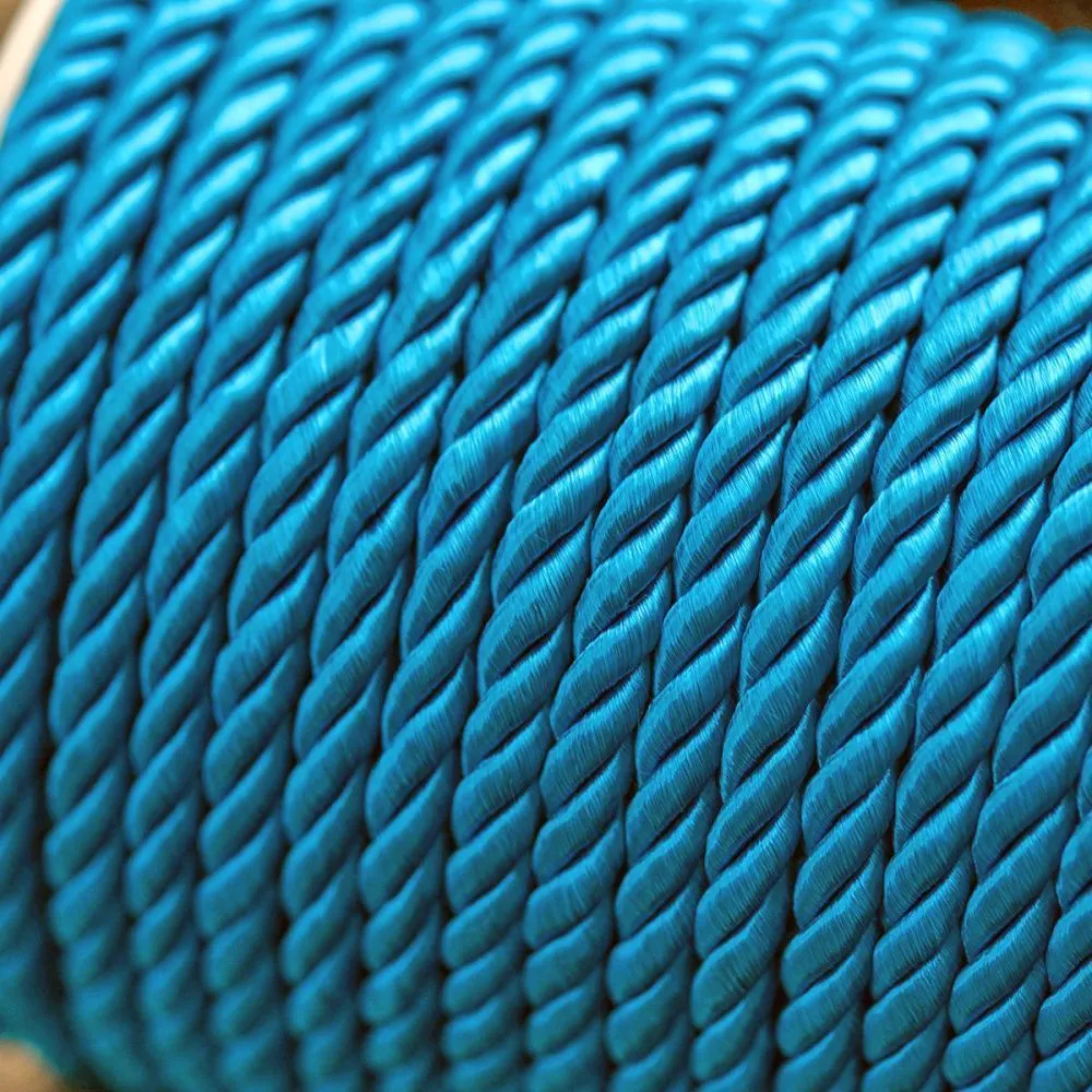 шнур витой из нейлона, цвет ярко-голубой, 5 мм