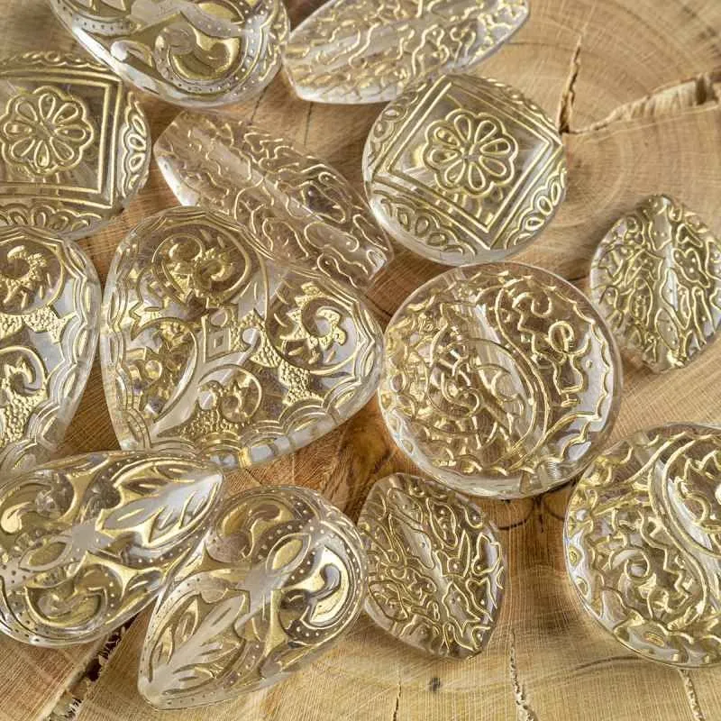 микс акриловый разной формы "золотой ажур", цвет прозрачный