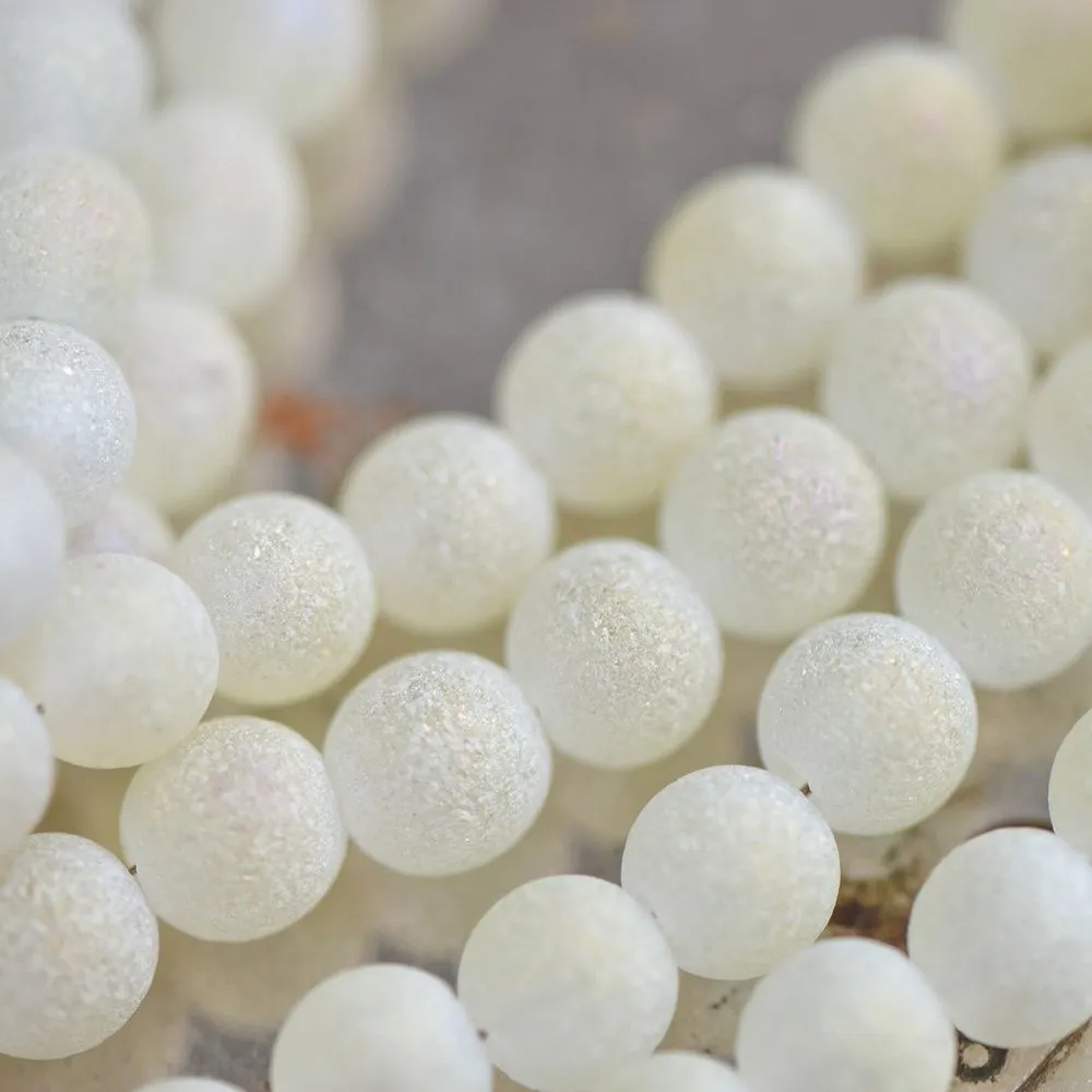 бусина, стекло "песок", цвет шампанское, 6 мм