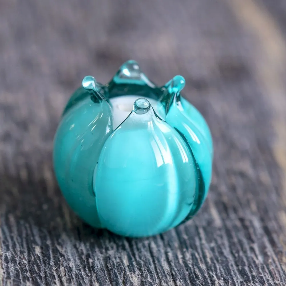 бусина, мурано "бутончик", светло-изумрудный, 13х12 мм