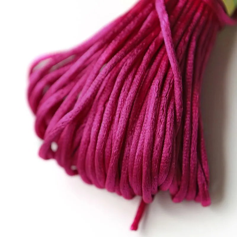 шнур атласный, цвет фуксия, 2 мм, уп 20 м