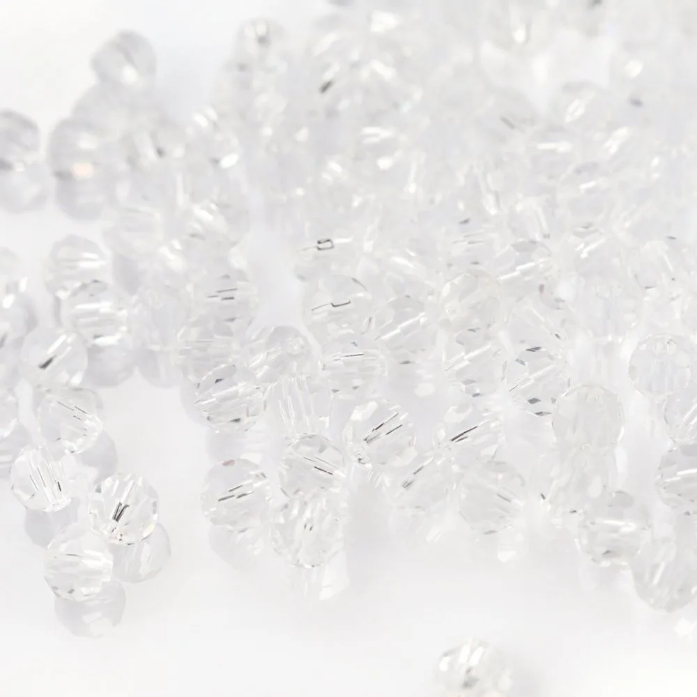 бусина, стекло 6, граненая, цвет прозрачный, 6 мм