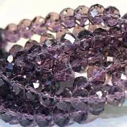Бусина, стекло абакус 8, граненая, цвет фиолетовый, 8х6 мм