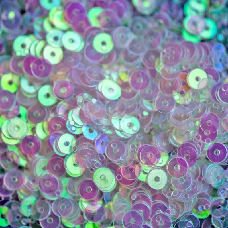 пайетки плоские, белый радужный прозрачный, 4 мм