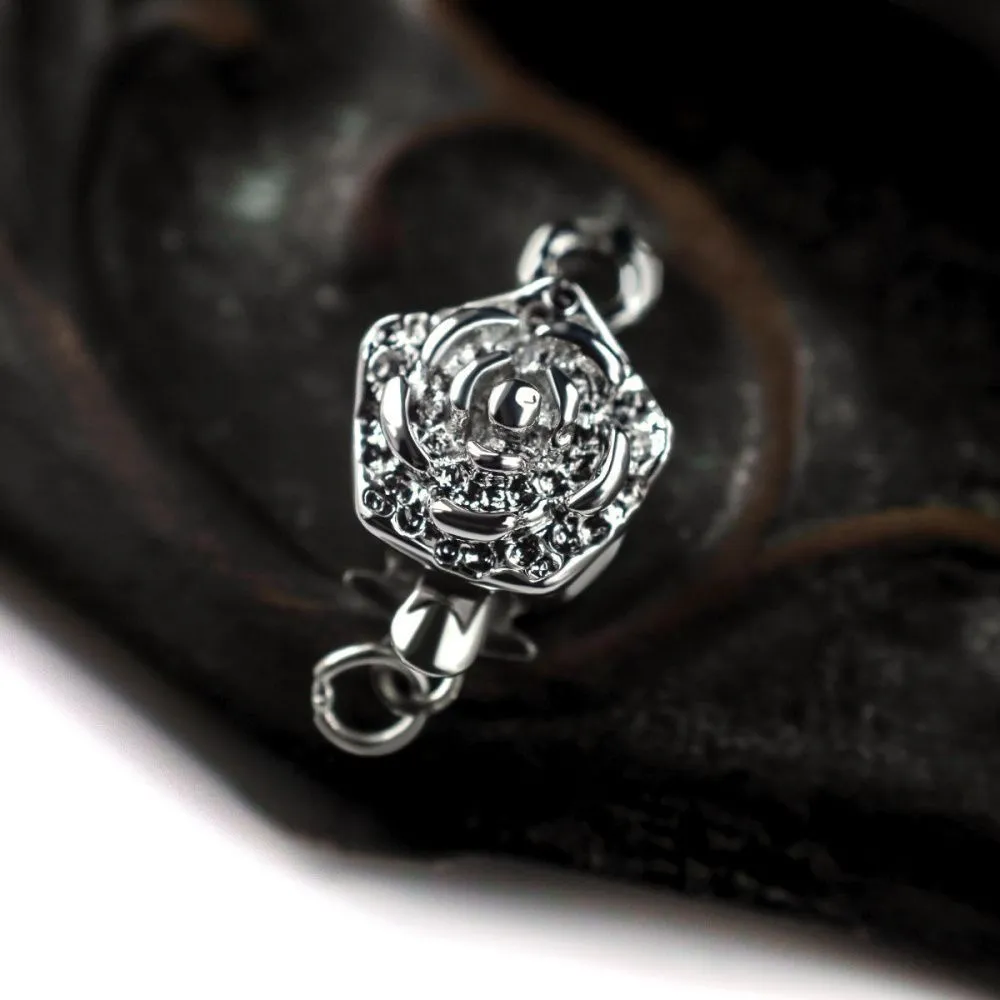 замок для украшений "цветок", цвет платина, 15x10 мм