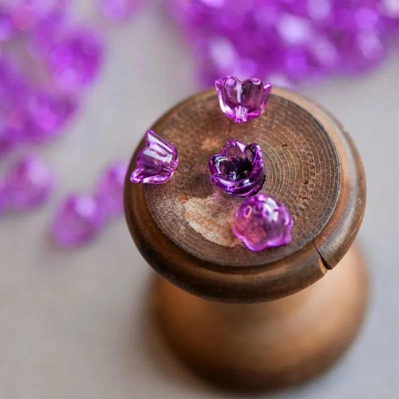 бусина, акрил "ландыш", цвет сиреневый прозрачный, 10х6 мм