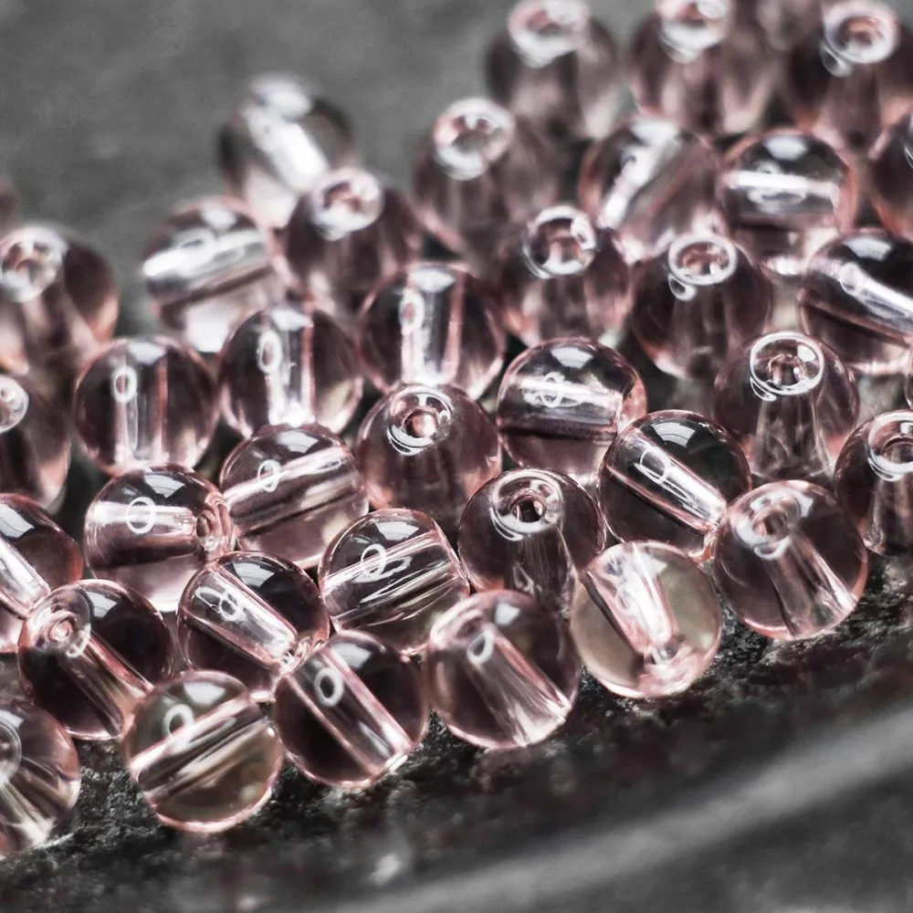 бусина, стекло 6, цвет розовый, 6 мм