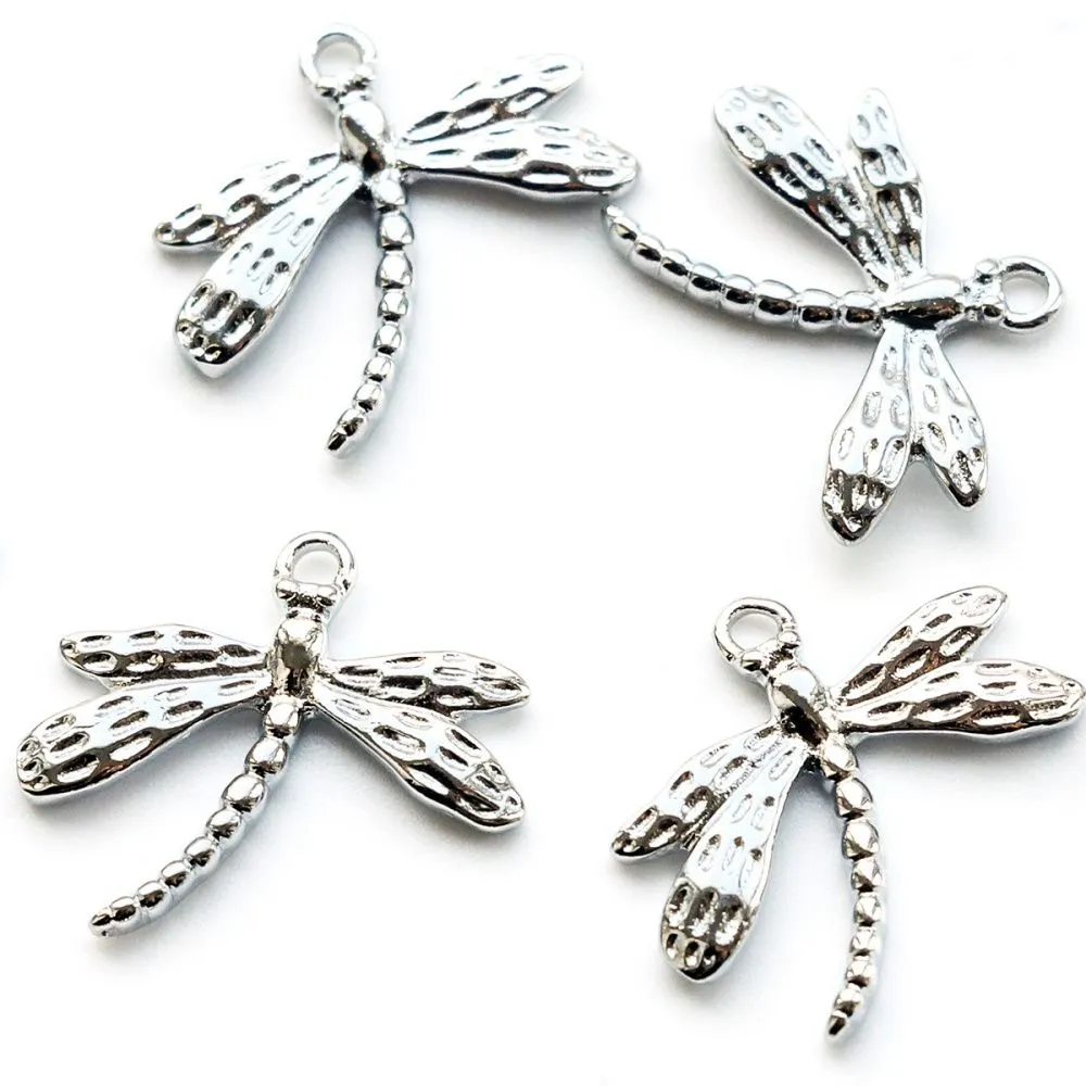 подвеска металл "стрекоза", покрытие платина, 20x23.5x2.5 мм