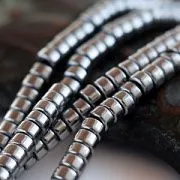 Бусина гематит немагнитный синт., диск, цвет серебро, 3.5x1 мм
