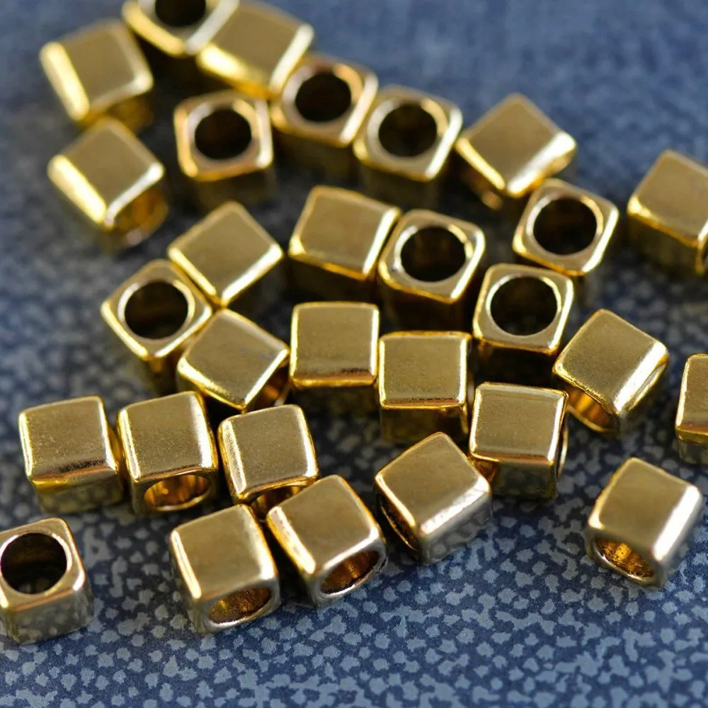 ес бусина металл "куб", цвет античное золото, 6х6х6 мм