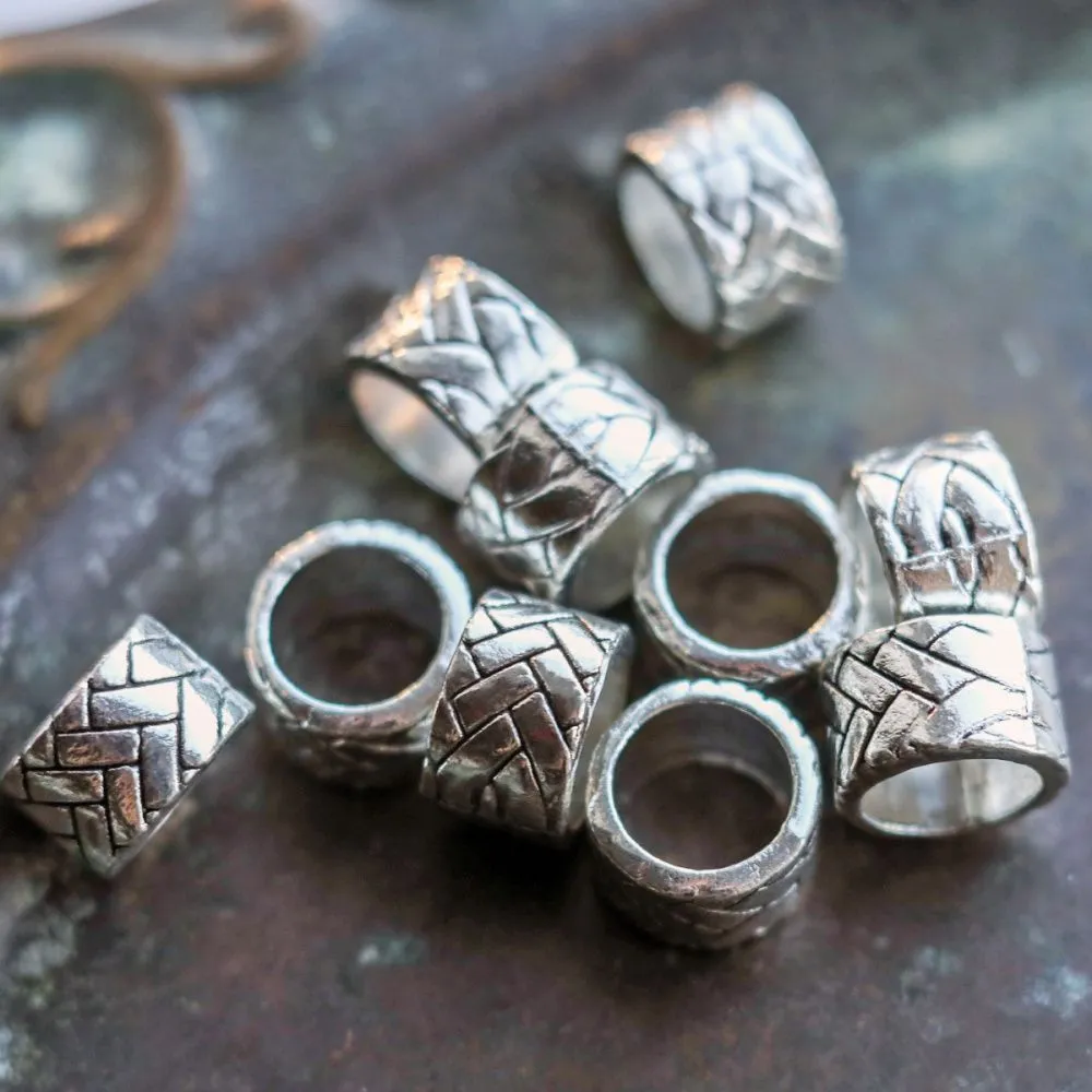 ес бусина металл "плетёнка", цвет античное серебро, 13x8 мм