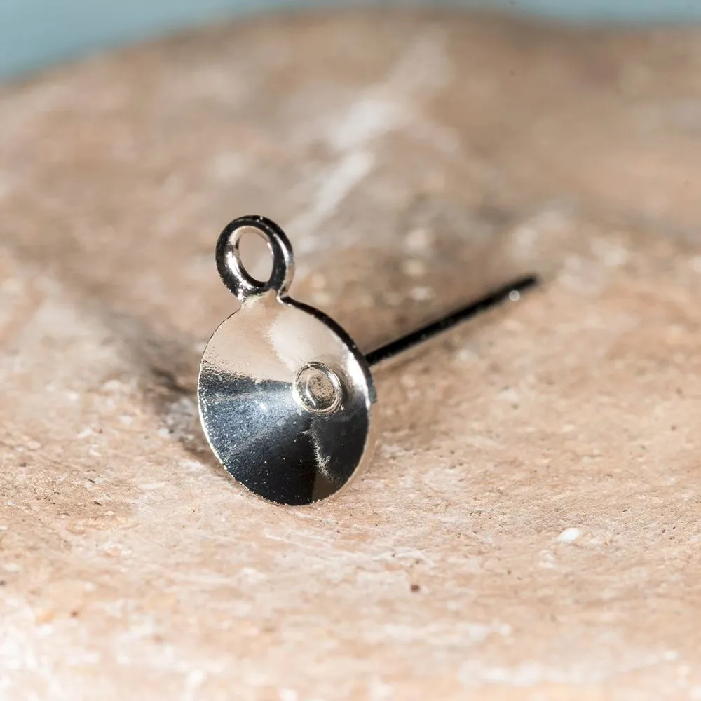 пуссеты "раунд", место для стразов 6 мм, платина, 14х0.8