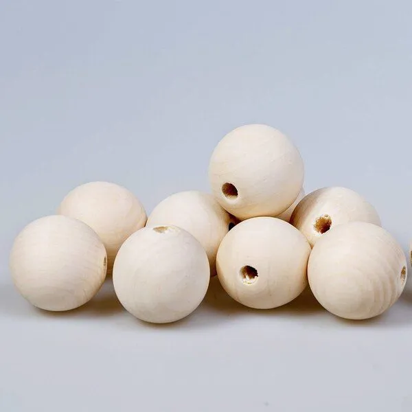 бусина дерево 35, для обвязки, цвет натуральный, 35 мм