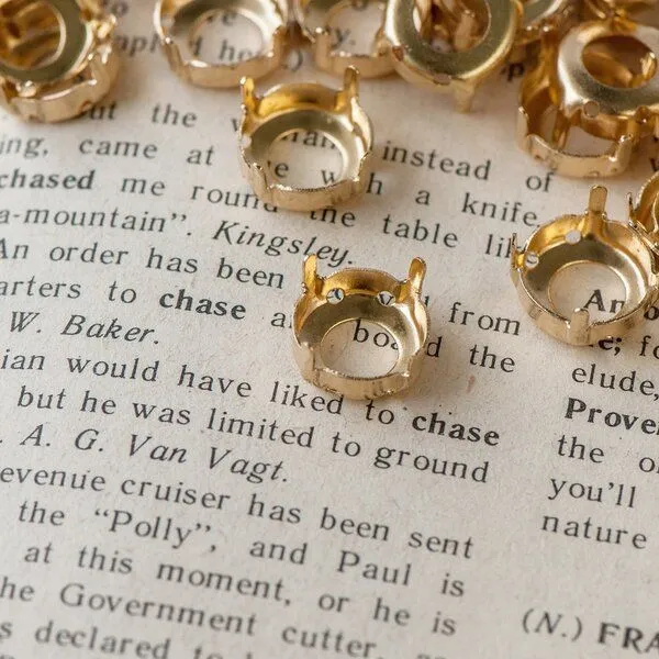 цапы для стразов круглые, открытые, цвет золото, 12 мм