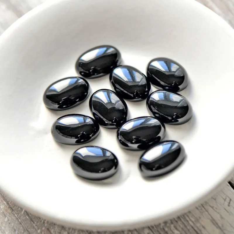 кабошон агат овальный, цвет черный, 18х13х6 мм
