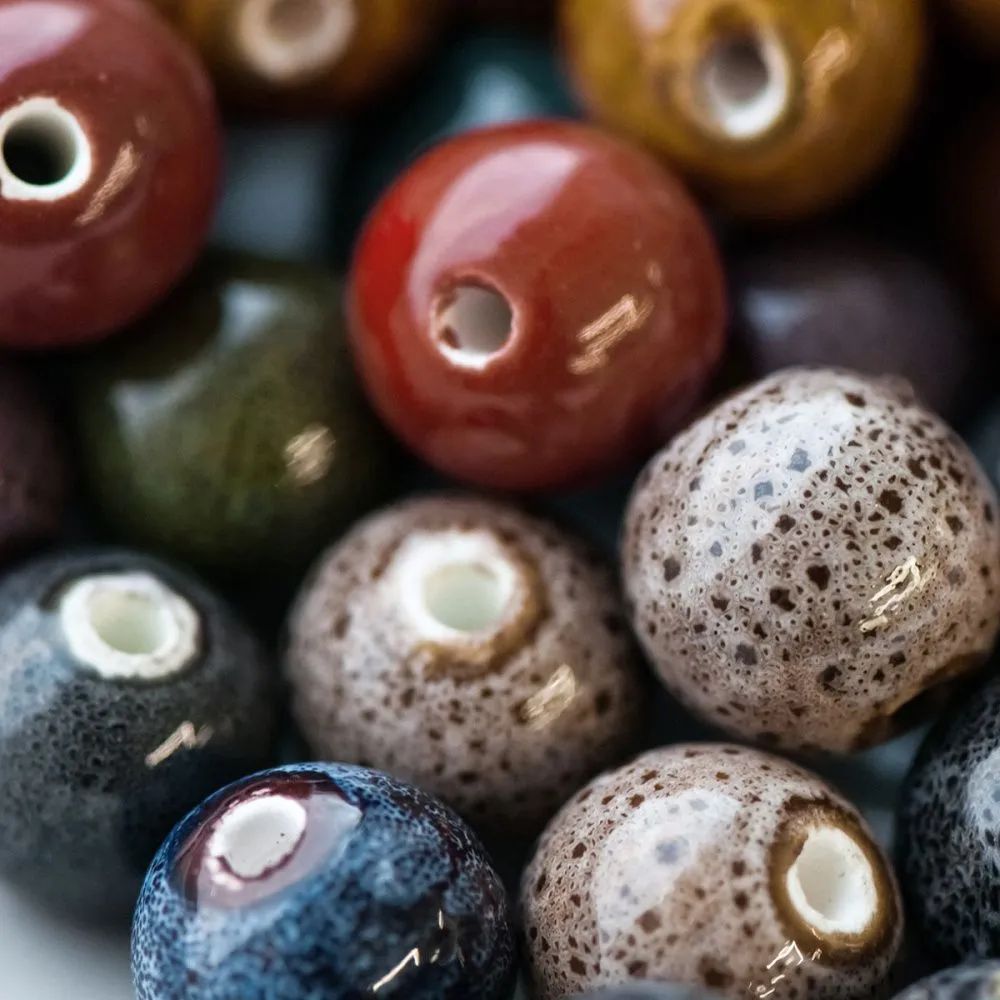 бусина, керамика "антик", цветовой микс, 14-16 мм 