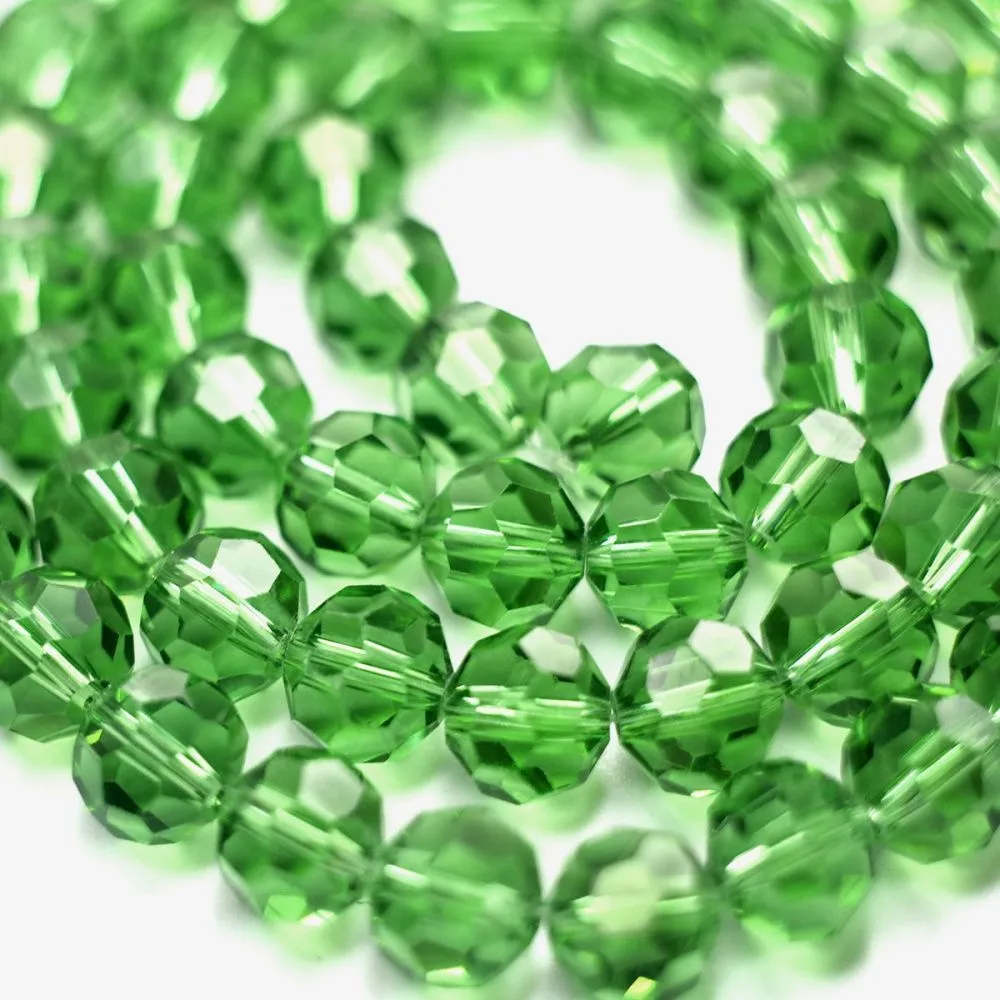 бусина, стекло 10, граненая, цвет лайма, 10 мм