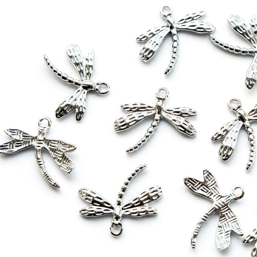 подвеска металл "стрекоза", покрытие платина, 20x23.5x2.5 мм