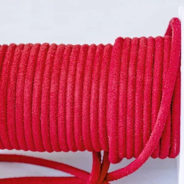 шнур из искусственной замши, круглый, темно-красный, 3 мм