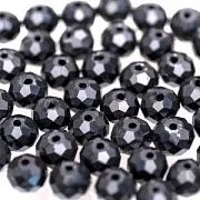 Бусина, стекло абакус 8, граненая, цвет черный, 8х6 мм